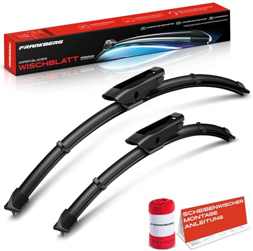 Frankberg 2x Scheibenwischer Wischerblätter Vorne 500mm/350mm | Kompatibel mit Twingo III BCA BCM, Fortwo 453, inkl. Verschleißanzeiger und Reinigungstuch