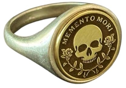 WORLD WIDE GEMS Memento Mori Ring | Rose Skull Siegelring für Herren | Amor Fati Schmuck Damen | stoisches Geburtstagsgeschenk für Sie und Ihn | 925er Sterlingsilber versilbert | WW_PDR_00788_7