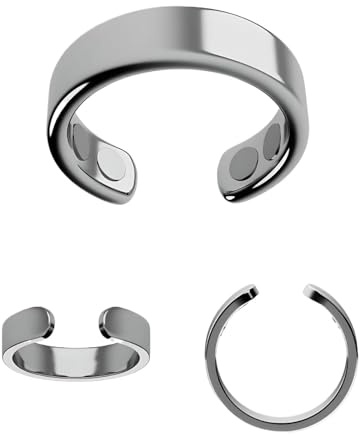 Nevolta Magnetring Vital Ring, Nevolta Vitalring, Magnetfeldtherapie Ring, Hypoallergen Edelstahl, Unterstützt Schlafqualität, Reduziert Stress & Schmerzen, Verstellbare Größe Open-Design (Silber)