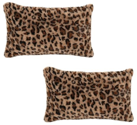 JYYWTSI 2er Set Kissenbezug Leopardenmuster, Dekokissenbezug 30x50 cm, Weicher Plüsch Kissenbezug in Hellbraun mit Verdecktem Reißverschluss, für Sofa, Bett, Wohnzimmer, Schlafzimmer und Sessel