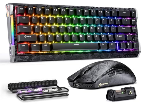 ATTACK SHARK R68 HE Set Composto da Tastiera Magnetica con Cavo e Mouse da Gioco Wireless R11 ULTRA in Fibra di Carbonio, 8000Hz Rapid Trigger, 0,005mm RT Accuracy, 49g SUPERLIGHT Mouse, Black B