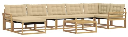 vidaXL Outdoor-Sofagarnitur 8 pcs Weiß und Beige 79 x 79 x 37 cm, Robustes, modernes Outdoor-Sofa-Set, Gartenmöbel zum Entspannen, wetterfeste Lounge, ergonomische Sitze