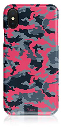 Tirita Hard Phone Case/Cover compatible with iPhone Xs Max Camouflage Camo Pattern [11 - Neon Pink]