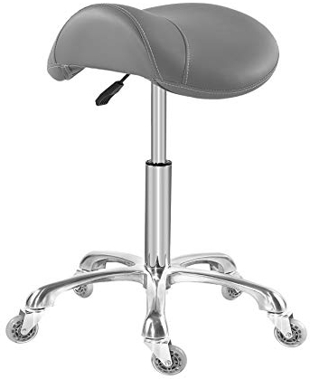 Sattelhocker Stuhl für Massage Klinik Spa Salon Schneiden, Sattel Rollhocker mit Rollen höhenverstellbar (Grau)