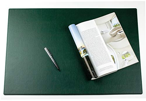 DELMON VARONE - Personalisierbare Schreibtischunterlage XXL aus veganem PU Lederimitat in Grün, Rutschfeste Schreibunterlage abwischbar, Schreibtisch Unterlage geeignet als Mouse Pad, groß 65 x 45 cm