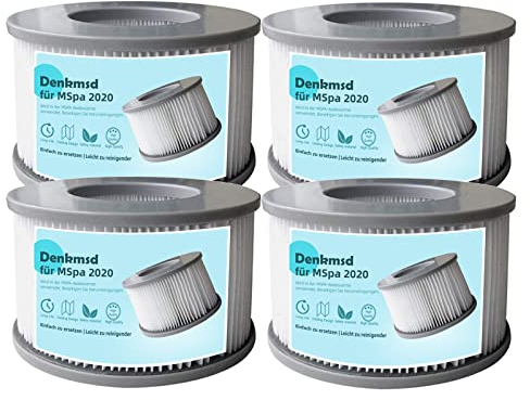 Denkmsd Filterkartuschen für MSpa Whirlpoal, Ersatz Filter Filterkartusche für MSpa aufblasbare Pools, Filterkartusche Zubehör für Mspa Whirlpoals (4 STK)