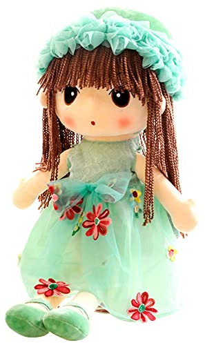 ikasus Plüschtier Gefüllte Puppen Stoffpuppe Kleidung und Haaren,Süßes Weiche Stoffpuppe Babypuppe Püppchen für Baby Kinder Mädchen Geschenk Baby Mädchen Sicher zu Spielen - 45CM