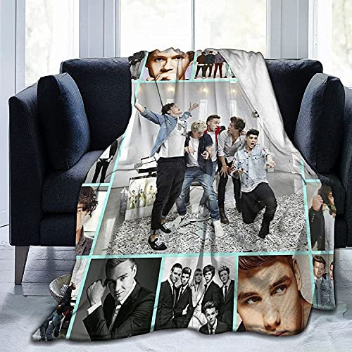One Direction Collage - Coperta in pile di flanella ultra morbida per alleviare il sonno e lo stress, materiale super morbido con perline di vetro, coperta leggera e calda e accogliente, colore: nero