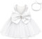 LZH Baby Girls rüschen Spitze Backless mit Headwear, Bowknot Blume Kleider Pageant Party Hochzeit Weiß
