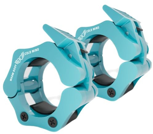 WARM BODY COLD MIND Verstärkt 50mm Hantelverschlüsse/Olympic Barbell Collars - Schnellverschluss Hantel Clips, Olympische Hantelverschluss, Langhantel Klemmen, Hantelklemmen (Blau)