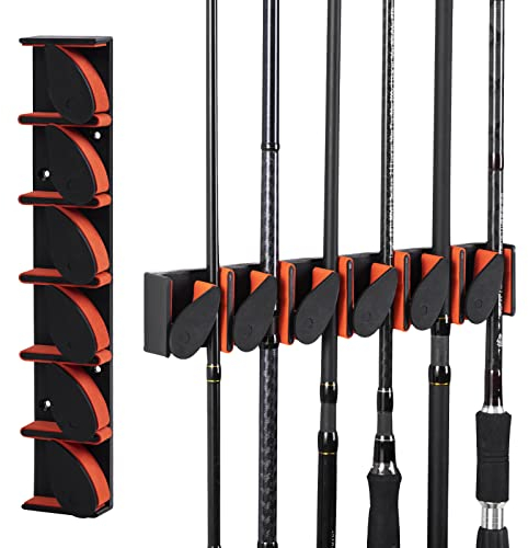 Goture Angelrutenhalter zur Wandmontage, vertikaler Angelrutenhalter, Angelrutenhalter für bis zu 6 Ruten oder Combos, Angelrutenhalter zur Aufbewahrung