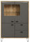 trendteam smart living - Hochschrank Schrank - Wohnzimmer - Blanshe - Aufbaumaß (BxHxT) 98 x 138 x 42 cm - Farbe Eiche Navarra mit Filz Dunkel Grau - 2122864C9