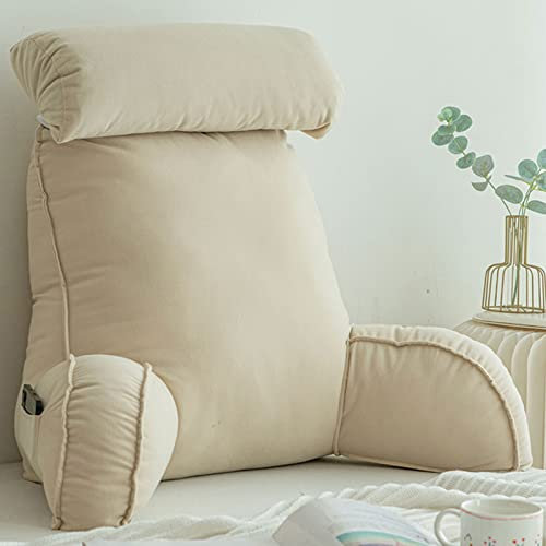 CCTSA Lesekissen, Rückenkissen mit Armlehnen, Kissen mit Abnehmbare, Multifunktionales, für Bett Lesen Entspannen Fernsehen. Rückenstütze Multifunktionales Lesekissen 75 * 40 * 58 cm (mit Kopfstütze)