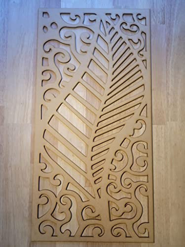 large leaf Screen Radiator Cabinet wall Decorative Screening-grille- Perforated MDF panel (1200x600mm) 0031 (3mm thick MDF Primed White)