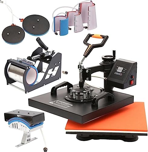 Máquina de prensa de calor 8 en 1, impresora de sublimación de transferencia de calor multifunción, máquina de prensado de camiseta digital con giro de 360 °, for camiseta/sombrero/taza/plato/gorra
