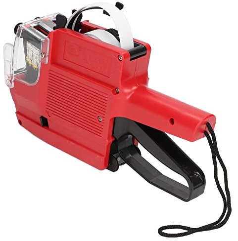 MX6600 Price Tag Gun 10 Digits 2 Lines Labeling Machine Double Line Price Label Paper Labeler Marker Attacher Tool for Office Grocery Retail Store (Red)