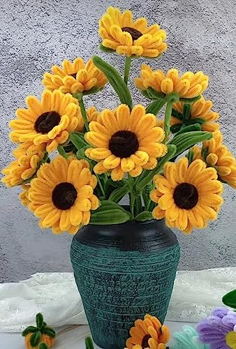 YOOTOM Sonnenblume Blumenstrauß Pfeifenreiniger Blumenset, 220 Stück Pfeifenreiniger Chenilledraht Pfeifenreiniger Chenille Stiele Blume