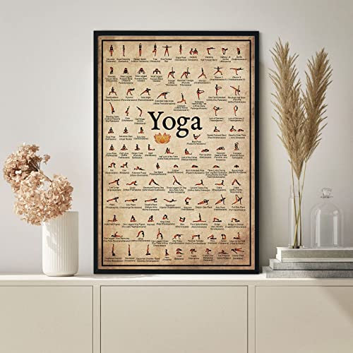 Eletina Lustiges Retro-Metall-Blechschild, Yoga-Poster, Iyengar Yoga Asanas, Yoga-Posen, Yoga-Drucke, Poster, Wanddekoration, Yoga-Liebhaber, Geschenk, Heimdekoration, Kunstposter, Eisen-Poster, 20,3