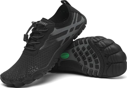 SAGUARO Badeschuhe Damen Herren Wasserschuhe Schwimmschuhe Schnelltrocken Aquaschuhe Strandschuhe Leicht Neoprenschuhe Surfschuhe rutschfeste Tauchschuhe Wassersportschuhe Unheimlich Schwarz Gr.44 EU