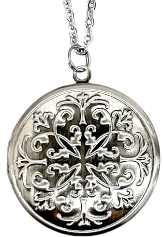 MadamLili - Foto Medaillon Amulett Halskette Aufklappbar - Altsilber Optik - Kette 70cm - Handgefertigt - Exklusive Schmuckbox
