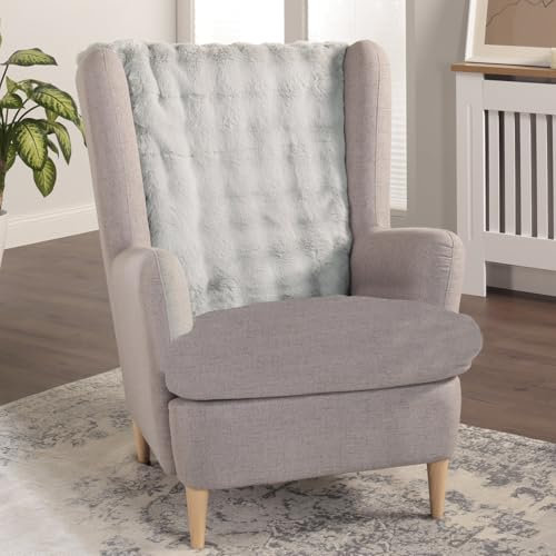 Delindo Lifestyle Rückenlehnenschoner Helsinki, kuscheliger Webpelz Sesselüberwurf, flauschig weicher Sesselbezug, grau, 70x70 cm
