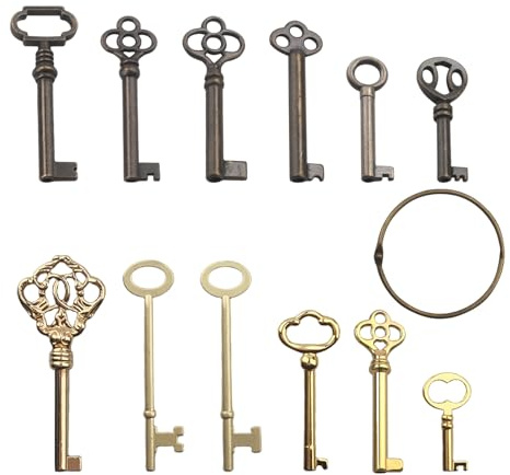 Skelettschlüssel-Set, universelles Skelett-Ersatzschlüssel, Vintage-Schlüssel-Set für antike Kommoden, chinesische Schränke, antike Möbel und Schränke oder Türen im alten Stil, 12 Stück