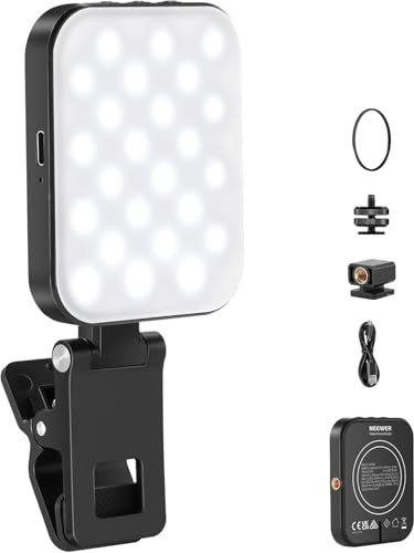 NEEWER BASICS Magnetic Selfie Light Kompatibel mit MagSafe iPhone 16 15 Pro Max Plus, Clip on Video Conference Lighting Fill Light für Computer Laptop Zoom Calls Live Streaming Outdoor Recording,BL48B