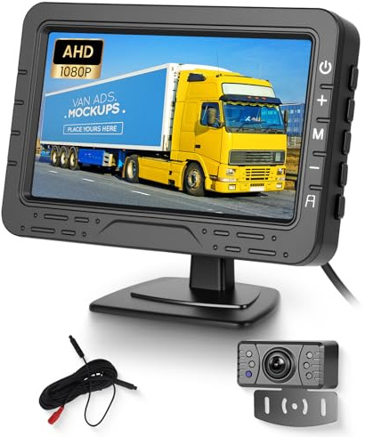 Hodozzy 1080P Rückfahrkamera Kit mit 4.3'' IPS Monitor, IP69 wasserdichte Rückfahrkamera, Stabile Signale,Weitwinkel-Nachtsicht, Kamera für Auto/SUV/RV/Wohnmobil