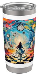 Alice im Wunderland Trippy Zeitmesser Doppelwandiger Edelstahl-Thermobecher