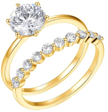 Tolldek 9K/14K/18K Weißgold Hochzeitsband Echt Goldschmuck, Klassiker Freundschaftsringe mit Moissanit, Hochzeitsring Weiß Gold Au 375/585/750, Gr.47-65