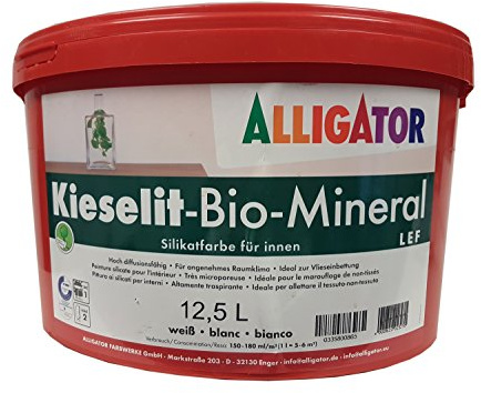 ALLIGATOR Kieselit Bio-Mineral LEF Silikatfarbe für innen mineralisch matt Weiß 12,5 L