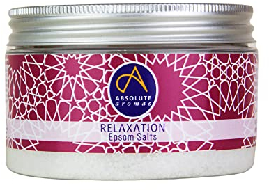 Absolute Aromas Sels de Bain Epsom Relaxation 300g - Sulfate de Magnésium infusé d'Huiles Essentielles 100% Pures - Huiles de Camomille, de Lavande et de Mandarine