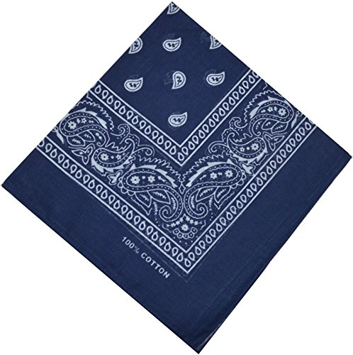 Bandana Halstuch Biker 1er 3er 6er 12er Pack Nikki Tuch Schal Paisley Kopftuch 100% Baumwolle 25 Farben (3er, Marineblau)
