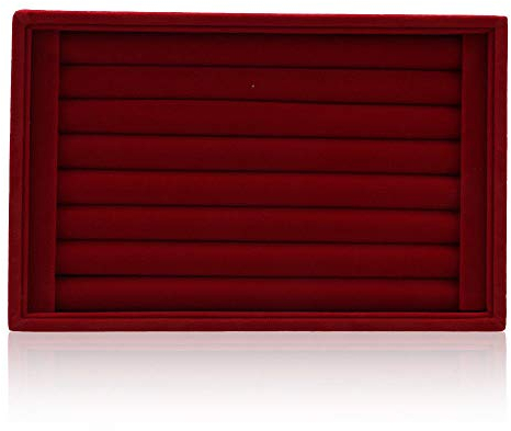 SuperglockT Schmucklade Schmuckdisplay Weich Samt kratzfest Ringbox Schmuckaufbewahrung Ringkasten Ringlade Ohne Abdeckung Schmuck Behälter für Ohrringe Ringe Broschen Halskette 23 * 15 * 3cm (Rot)