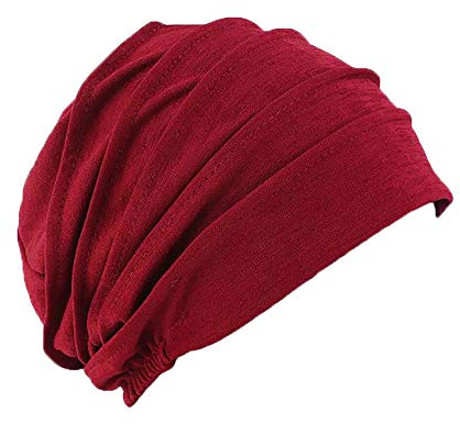 Pluto & Fox Beanie Mütze mit Falten Muster Slouch Longbeanie Für Frauen Damen (Rot, M-L)