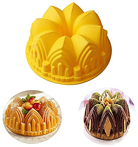 SHEANAON Silikon Backform/Kuchenform für Muffins, Brownies, Schokolade, Kuchen, Eiscreme - Krone Schloss Silikonform für Halloween Weihnachtsfeier, Geburtstag, Abschiedsfeier, Ø 22 cm