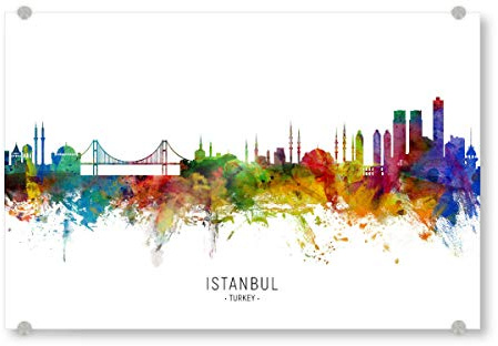 artboxONE Acrylglasbild 60x40 cm Städte/Istanbul Istanbul Turkey Skyline txt - Bild Istanbul Istanbul Painting