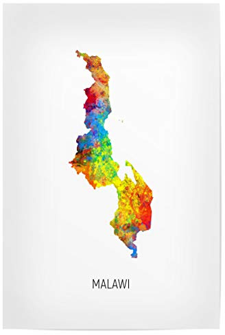 artboxONE Poster 30x20 cm Kartografie Malawi Watercolor Map hochwertiger Design Kunstdruck - Bild Malawi map Painting