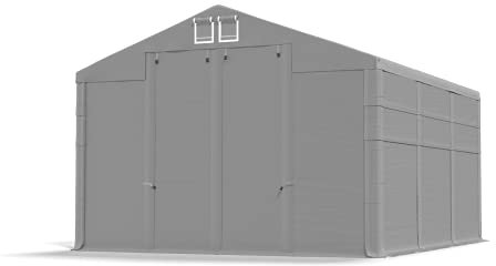 Das Company Tente d'entrepôt Gris 5x6x4m l'epreuve de l'eau 560 g/m2 La toille PVC Construction Winter Renforcement du Sol renforcée par Une allée Entree et Un Toit Tout Temps Gazebo de Jardin