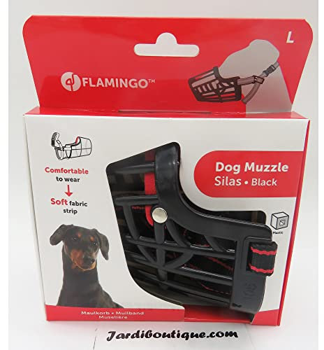 Maulkorb - maulkorb mittlere Hunde - L | A:7cm B:5,5cm C:12cm D:38-52cm - ideal für Spaziergänge - Flamingo Maulkorb Hund Silas