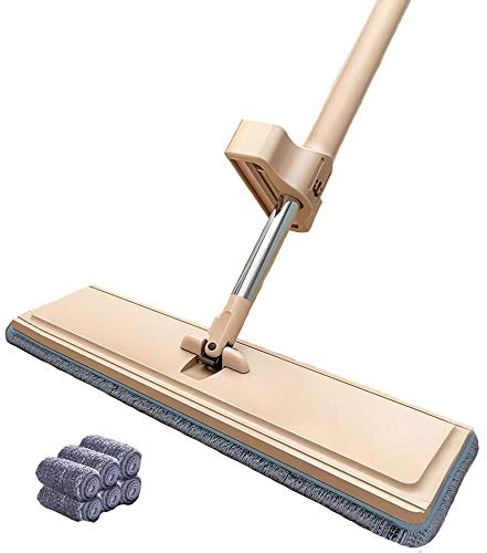 HUOQILIN Trapeador De área Grande Trapeador Plano De Microfibra De 38 Cm De Ancho con Almohadillas para Trapeador De 6 Piezas