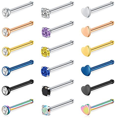 Incaton Nasenpiercing 20G Nasenstecker Nasenring Nasenpiercing Stud Piercing Schmuck 0.8mm