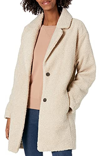 Amazon Essentials Damen Teddyfleecejacke mit Revers, Oversized-Passform, Sand, XS