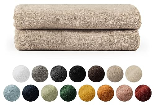 Blumtal Premium Frottier Handtücher Set 2 teilig 100% Baumwolle - Oeko-TEX zertifiziertes Towel 2X (50x100 cm) - Ultra saugstarkes Frottier Handtücher Set waschbar °60 - Handtuch Beige/Taupe