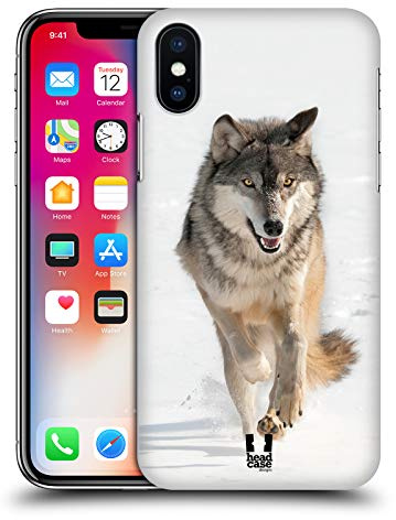 Head Case Designs Grauer Wolf Rennt Tierwelt Harte Rueckseiten Handyhülle Hülle Huelle kompatibel mit Apple iPhone X/iPhone XS