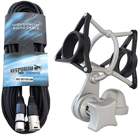 Samson SP02 Shockmount Microphone Holder + Keepdrum XLR Microphone Cable 6 m