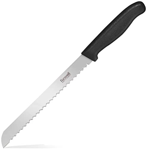 Sehr scharfes Brotmesser Wellenschliff - Brotschneidemesser 18cm Klinge - sehr robust & rostfrei - Edelstahl - Spülmaschinenfest - Bread Knives Made in Germany seit 1955