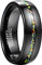 GALANI Ring Schwarz Herren Damen 8mm Wolfram Ehering Verlobungsring Freundschaft Ring mit Crushed Synthetischer Opal Poliert Finish Comfort Fit Größe 57(18.1)