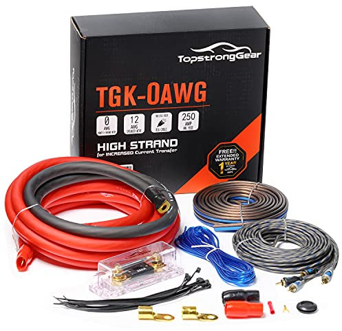 TOPSTRONGGEAR 0 Gauge Amp Kit True 0 AWG Amplifier Installation Wiring Amp Kit Install Cables