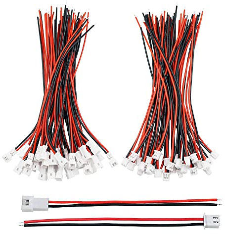 HUAZIZ 30 Paare 2 poliger Micro JST 1.25 mm SM Steckverbinder mit Kabeldraht Männlichen und Weiblichen Steckverbinder mit 80mm Kabel,1.25MM JST PH 2.0 2 Pin Mikro Elektronik Männlichen und Weiblichen